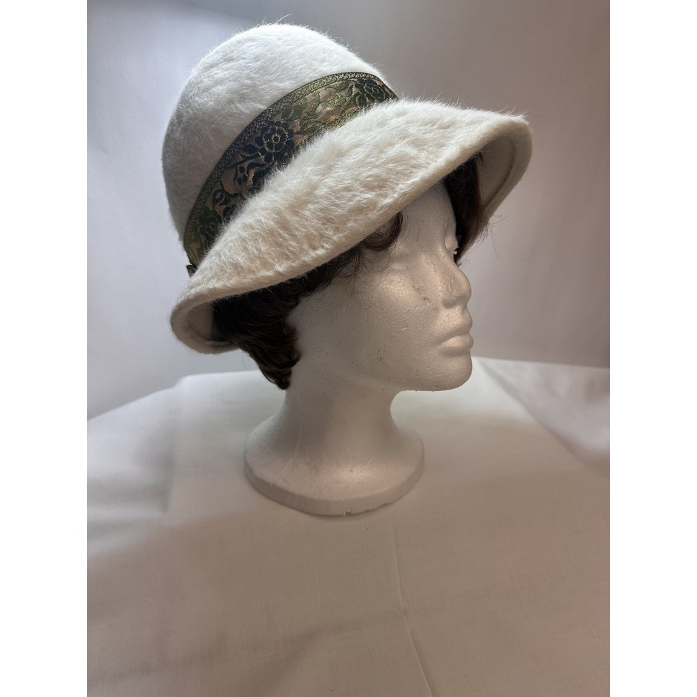 Cloche 1960's Hat Doree Of New York Beige With Gold/black Trim Wool Felt Very Gd